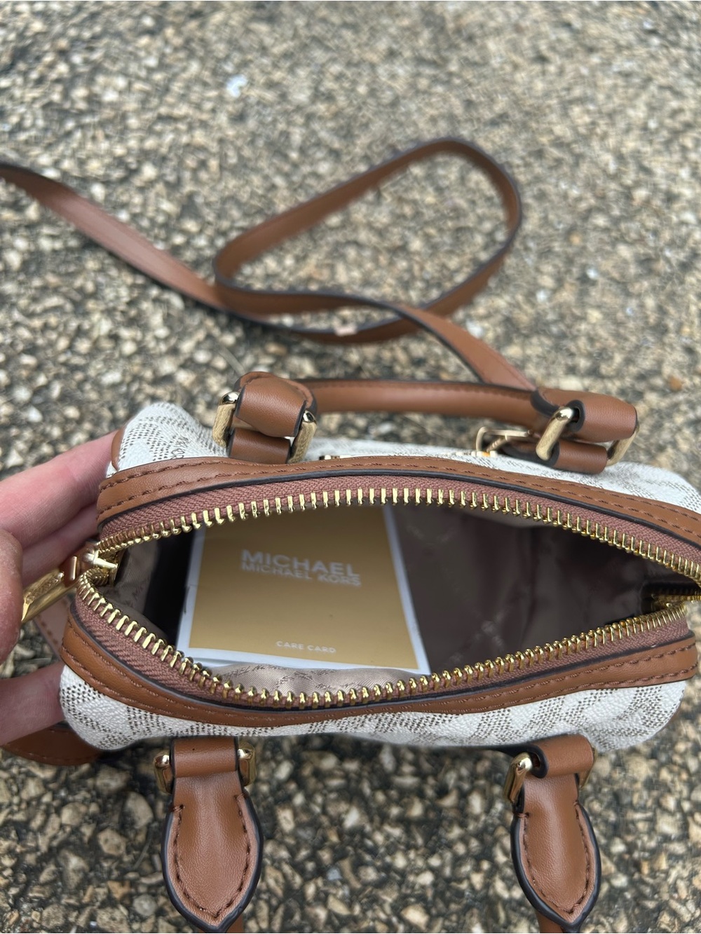 Michael Kors Tan and Beige Mini Crossbody Bag